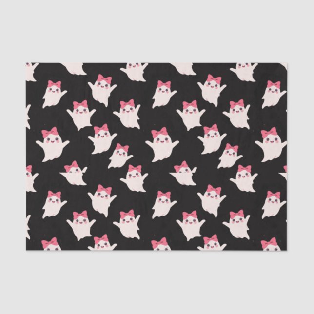 Niedlicher Retro Girl Ghost mit rosafarbenem Haarb Seidenpapier (Vorderseite)