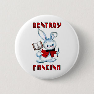 Niedlicher Retro-Hase - Zerstört den Faschismus Button