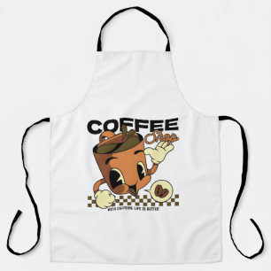 Niedlicher Retro-Kaffeecup-Charakter - Kaffeeshop Schürze