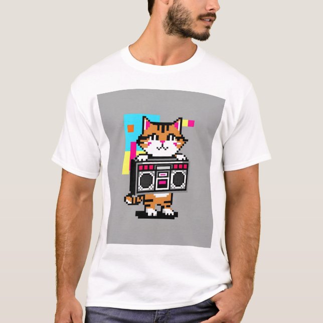 Niedlicher Retro Katzenkoffer T - Shirt - Cooles G (Vorderseite)