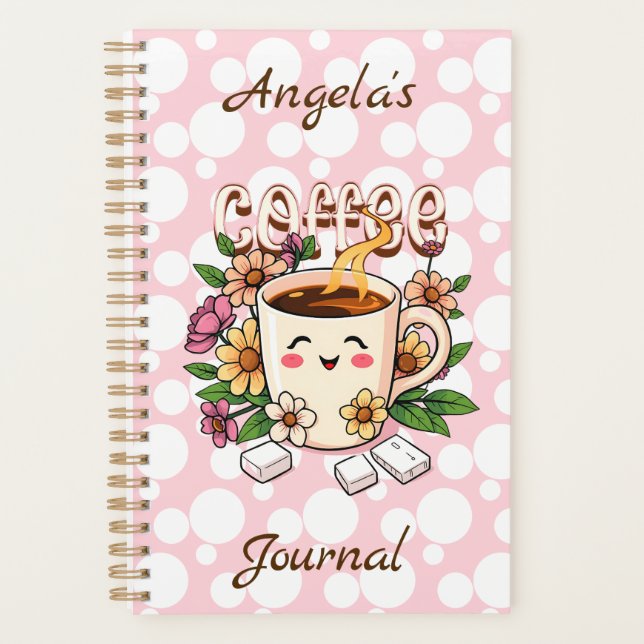 Niedlicher Retro Kawaii Kaffee und Blume Personali Planer (Vorderseite)