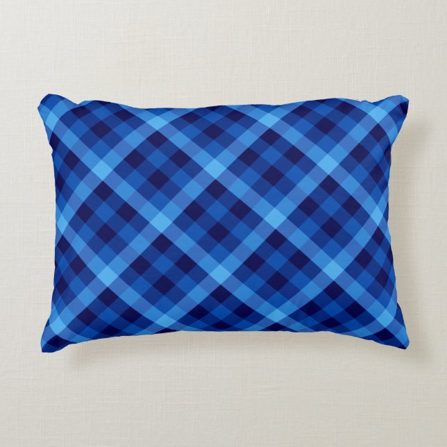 Niedlicher Retro Ozean Blau Kariert Akzent Pillow Dekokissen (Vorderseite)