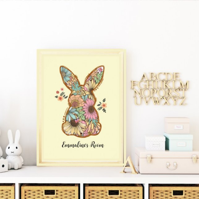 Niedlicher Retro-Rabbit-Design-Kinderraum Poster (Von Creator hochgeladen)