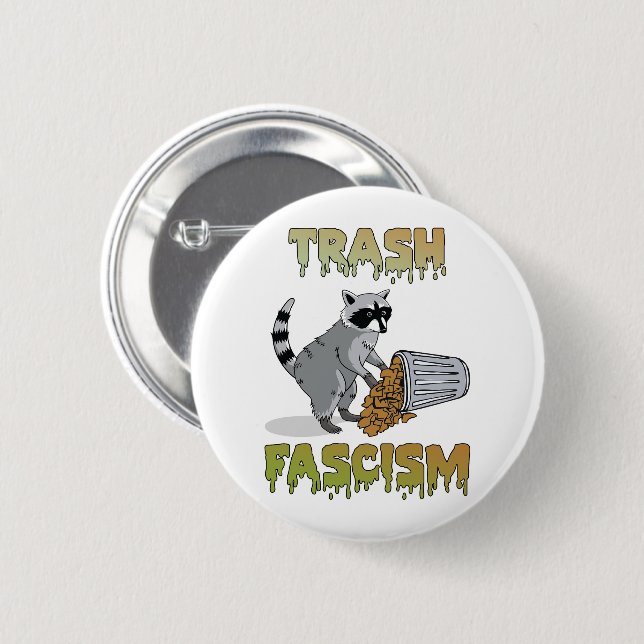 Niedlicher Retro-Raccoon - Trash Faschismus Button (Vorne & Hinten)