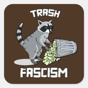 Niedlicher Retro-Raccoon - Trash Faschismus Quadratischer Aufkleber