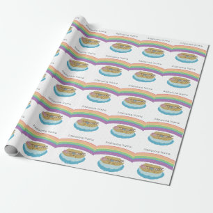 Niedlicher Retro-Regenbogen-Noahs Ark Add-Name Geschenkpapier