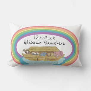 Niedlicher Retro-Regenbogen Noah's Ark on White Lendenkissen