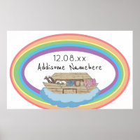 Niedlicher Retro-Regenbogen Noah's Ark on White