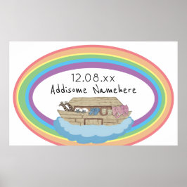 Niedlicher Retro-Regenbogen Noah's Ark on White Poster