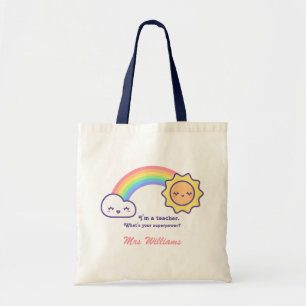 Niedlicher Retro-Regenbogen und Sun-Name des benut Tragetasche