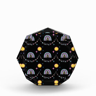 Niedlicher Retro-Regenbogen und Sun-Oktagonaler Fo Fotoblock