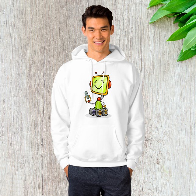 Niedlicher Retro Robot Cartoon Fun KI Tech Digital Hoodie (Von Creator hochgeladen)