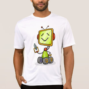 Niedlicher Retro Robot Cartoon Fun KI Tech Digital T-Shirt
