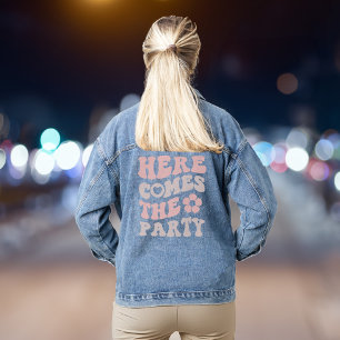 Niedlicher Retro-Script-Junggeselinnen-Abschied Jeansjacke