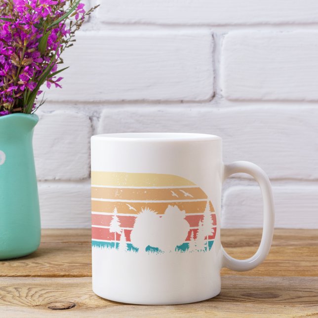 Niedlicher Retro Sun Vintag Spitz Dog individuell  Kaffeetasse (Von Creator hochgeladen)