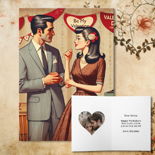 Niedlicher Retro - Valentinstag Personalisiert Karte