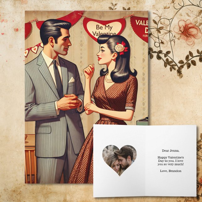 Niedlicher Retro - Valentinstag Personalisiert Karte (Von Creator hochgeladen)