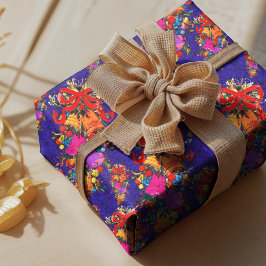 Niedlicher Retro-Vintager Roter Bug Blau Geschenkpapier