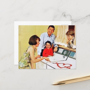 niedlicher Retro-Vintager Waschraum Postkarte