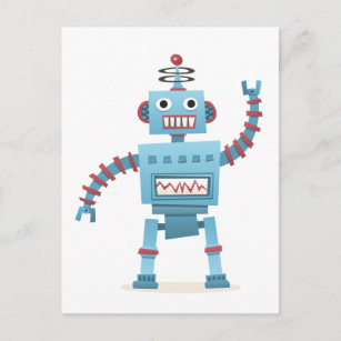 Niedlicher Retroboter android Kinder Cartoon Postkarte