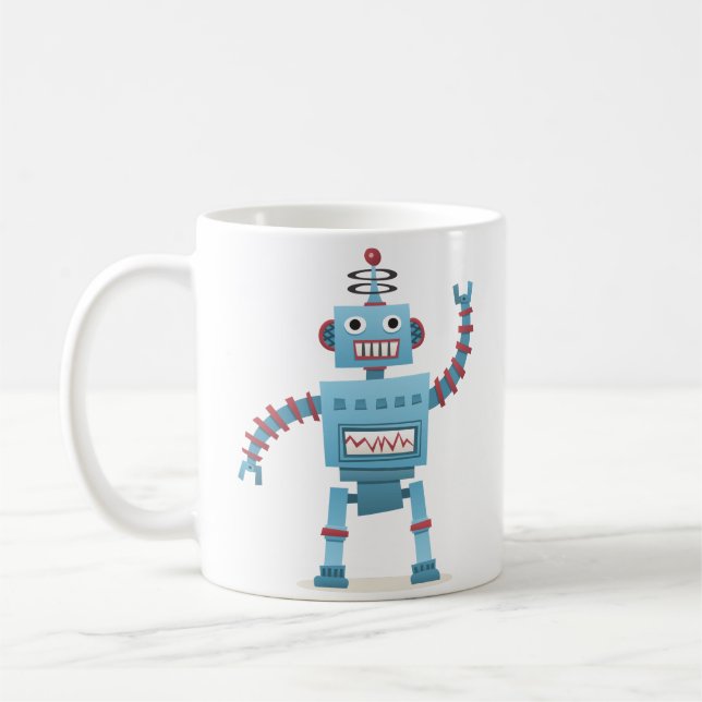 Niedlicher Retroboter android Kinder Cartoon Tasse (Links)