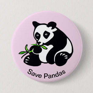 Niedlicher Rett PANDAS - gefährdete Tiergrafik - r Button