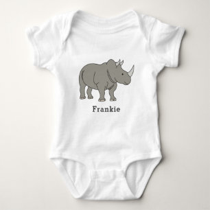 Niedlicher Rhino Einzigartiger Junge Personalisier Baby Strampler