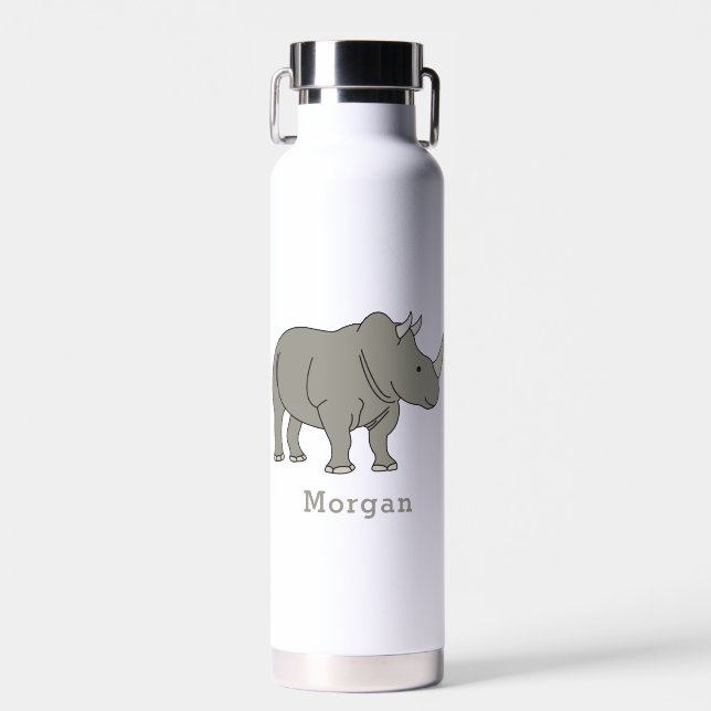Niedlicher Rhino Personalisierter Individuelle Nam Trinkflasche (Vorne)