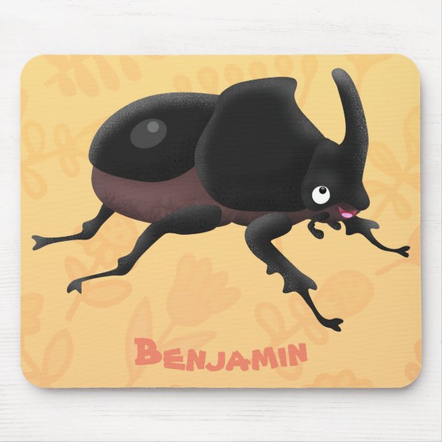 Niedlicher Rhinozerokerkäfer Cartoon Mousepad (Vorne)