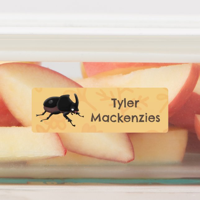 Niedlicher Rhinozerokerkäfer Cartoon personalisier Etiketten (Befestigt)