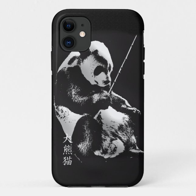 Niedlicher Riesenbär spielt mit Bamboo-Blätter Case-Mate iPhone Hülle (Rückseite)