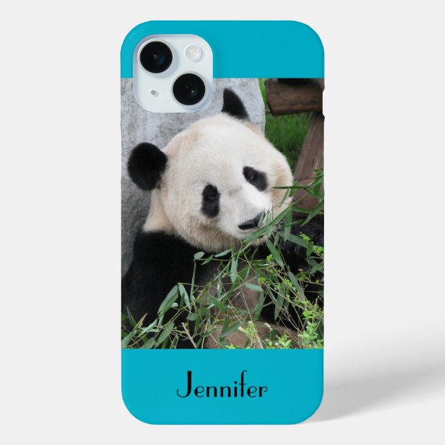 Niedlicher Riesenpanda, blauer Hintergrund, Indivi Case-Mate iPhone Hülle (Rückseite)