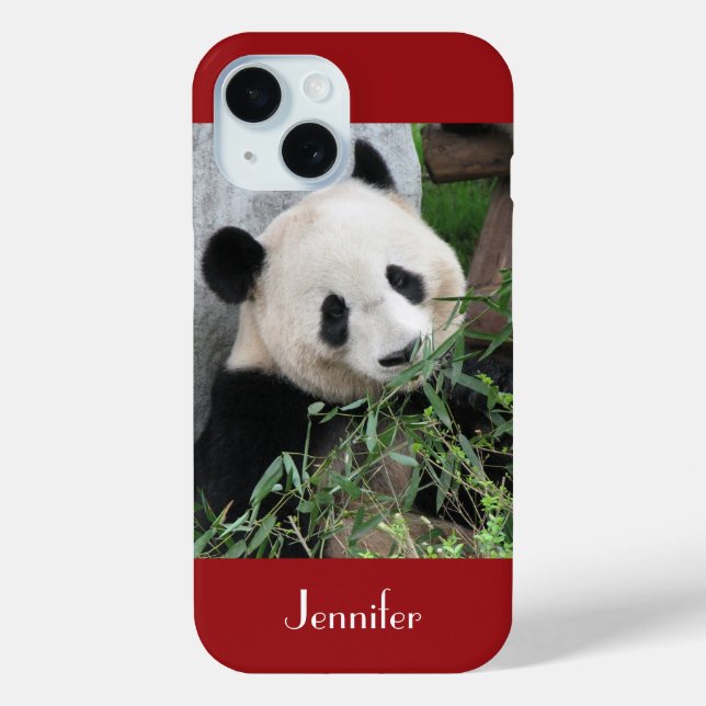 Niedlicher Riesenpanda, dunkelrot, mit Namen verse Case-Mate iPhone Hülle (Rückseite)
