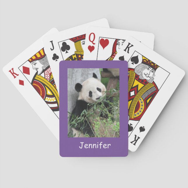 Niedlicher Riesenpanda, Lila Hintergrund,  Spielkarten (Rückseite)