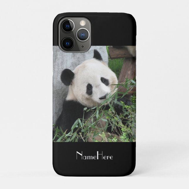 Niedlicher Riesenpanda, Name, schwarz Case-Mate iPhone Hülle (Rückseite)