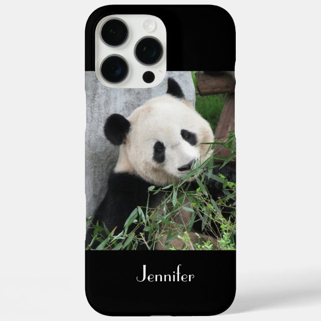 Niedlicher Riesenpanda, Name, schwarz Case-Mate iPhone Hülle (Rückseite)