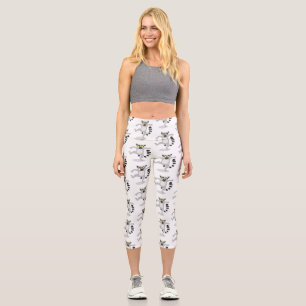 Niedlicher Ring Schwanz lemur Tanz Cartoon Abbildu Capri Leggings