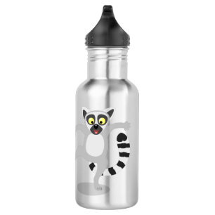 Niedlicher Ring Schwanz lemur Tanz Cartoon Abbildu Edelstahlflasche