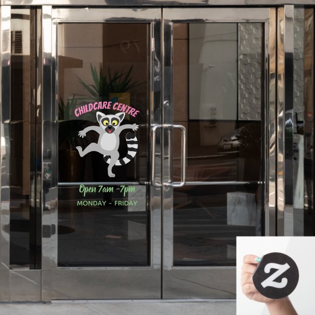 Niedlicher Ring Schwanz lemur Tanz Cartoon Abbildu Fensteraufkleber (Büro Tür)