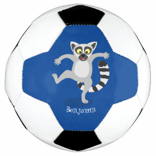 Niedlicher Ring Schwanz lemur Tanz Cartoon Abbildu Fußball