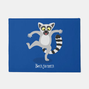 Niedlicher Ring Schwanz lemur Tanz Cartoon Abbildu Fußmatte
