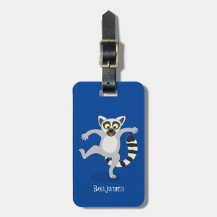 Niedlicher Ring Schwanz lemur Tanz Cartoon Abbildu Gepäckanhänger