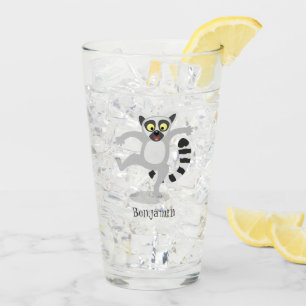 Niedlicher Ring Schwanz lemur Tanz Cartoon Abbildu Glas