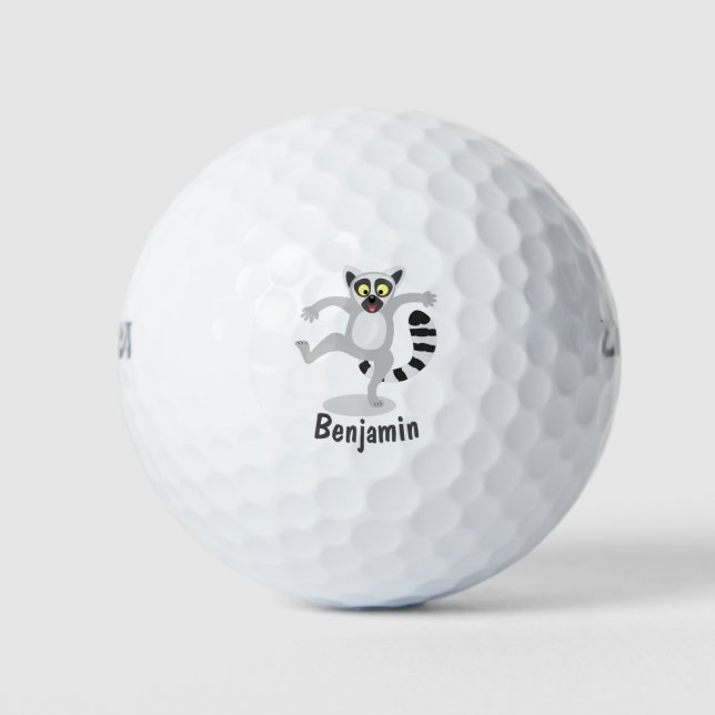 Niedlicher Ring Schwanz lemur Tanz Cartoon Abbildu Golfball (Vorderseite)