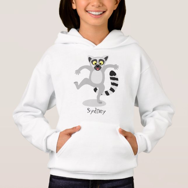 Niedlicher Ring Schwanz lemur Tanz Cartoon Abbildu Hoodie (Vorderseite)