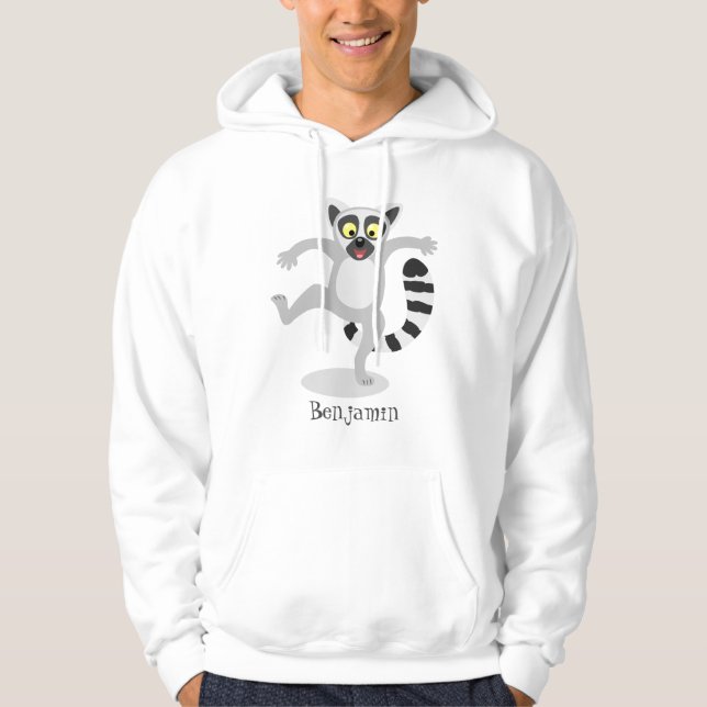 Niedlicher Ring Schwanz lemur Tanz Cartoon Abbildu Hoodie (Vorderseite)