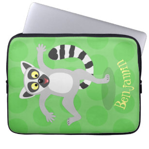 Niedlicher Ring Schwanz lemur Tanz Cartoon Abbildu Laptopschutzhülle