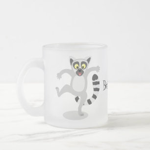Niedlicher Ring Schwanz lemur Tanz Cartoon Abbildu Mattglastasse