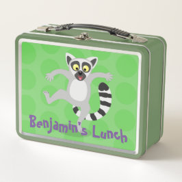 Niedlicher Ring Schwanz lemur Tanz Cartoon Abbildu Metall Brotdose