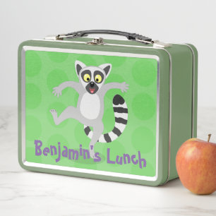 Niedlicher Ring Schwanz lemur Tanz Cartoon Abbildu Metall Brotdose